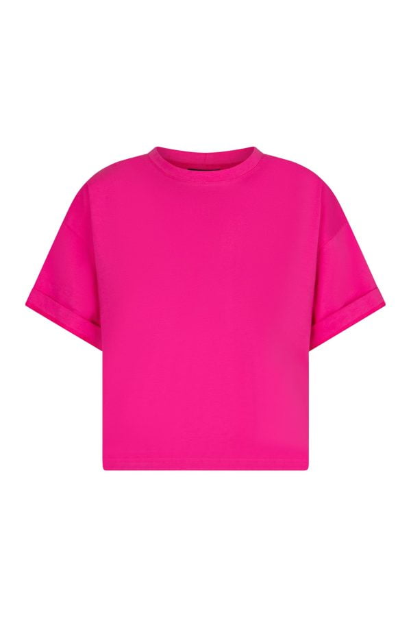 różowa koszulka damska długa