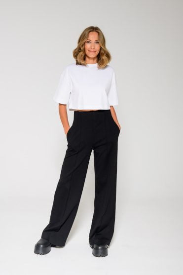 Szerokie czarne spodnie damskie