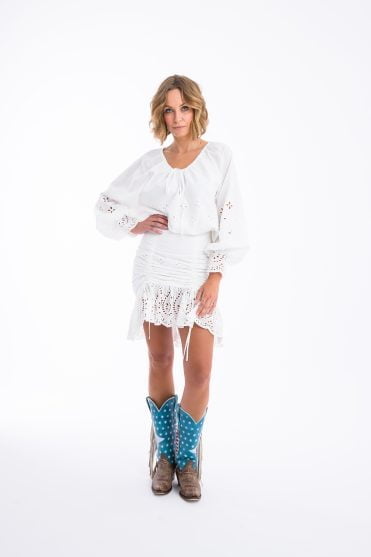 Biała damska koszula haft