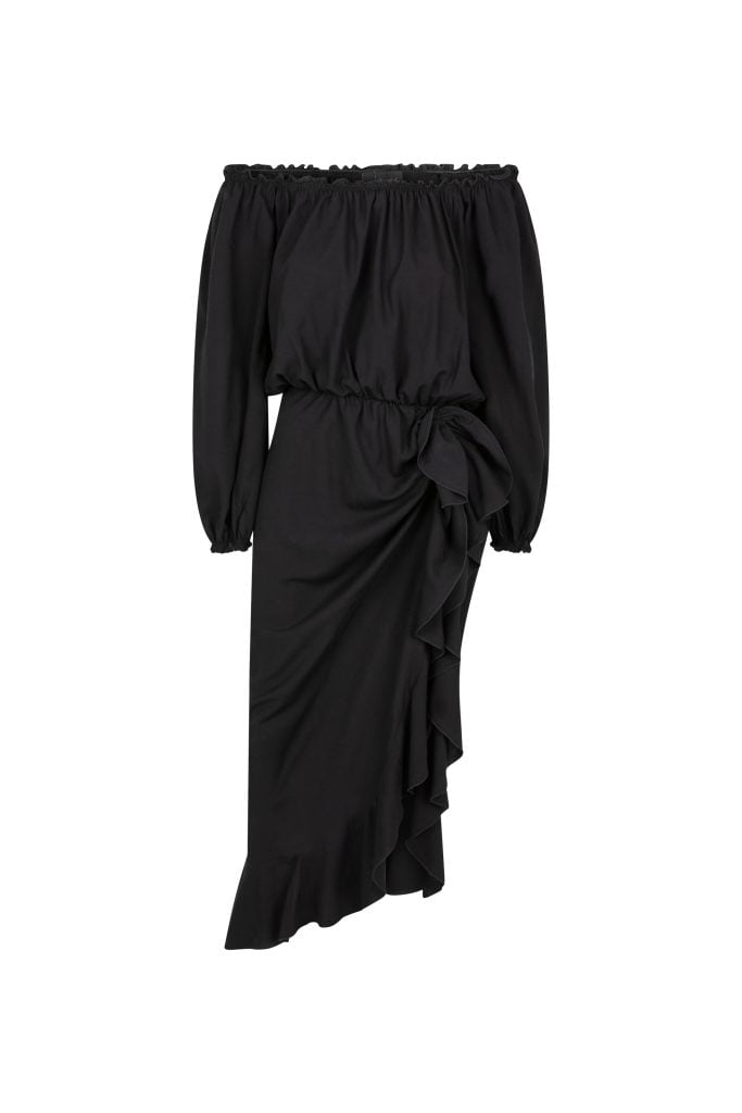 czarna sukienka z wiskozy hiszpanka