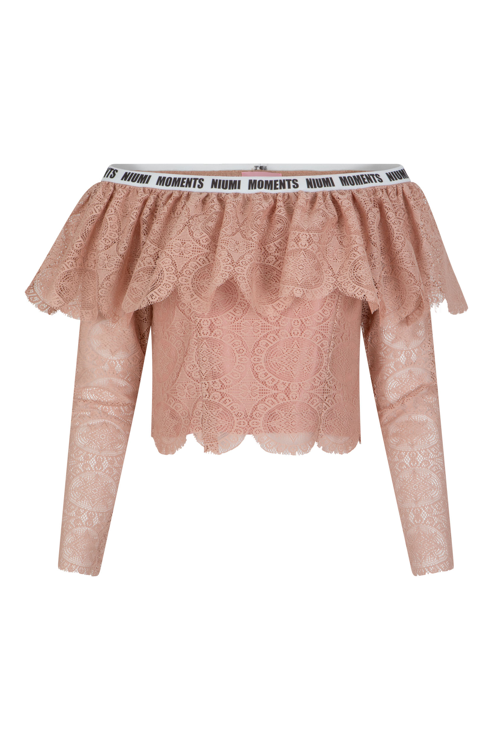 Różowa bluzka hiszpanka z falbaną