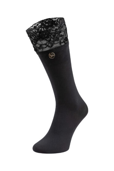 Czarne podkolanówki damskie z koronką