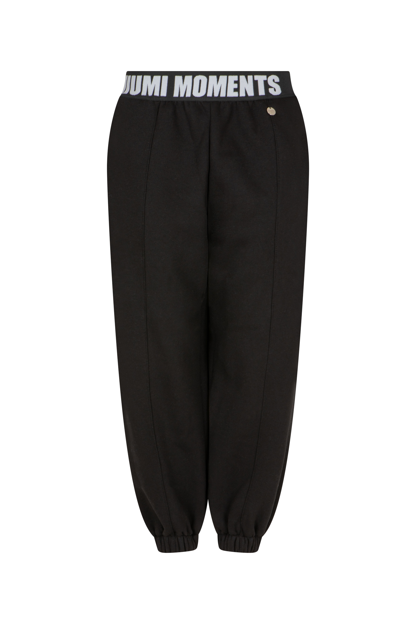 Czarne dresowe spodnie damskie z logowaną gumą