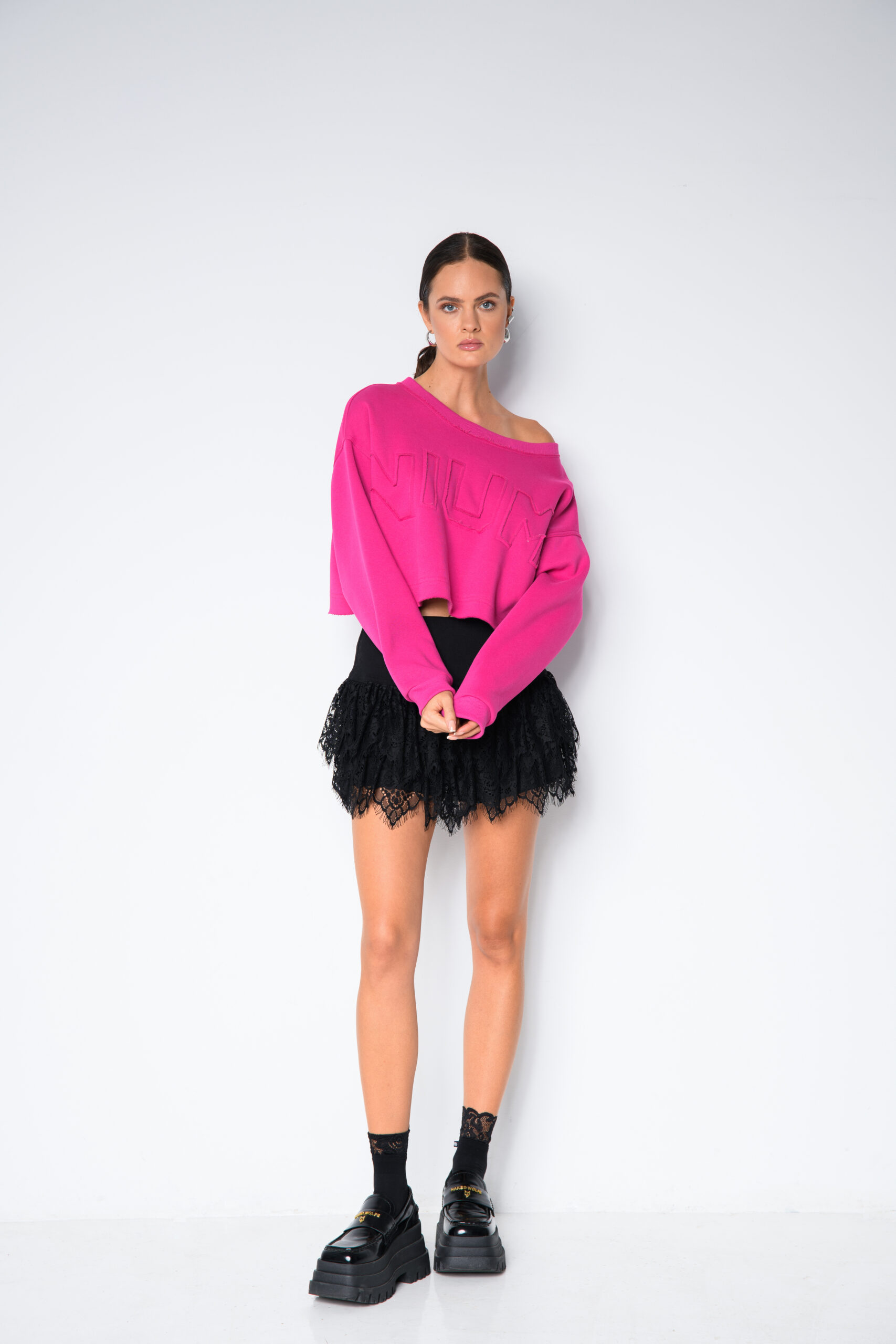 Krótka bluza damska fuksjowa