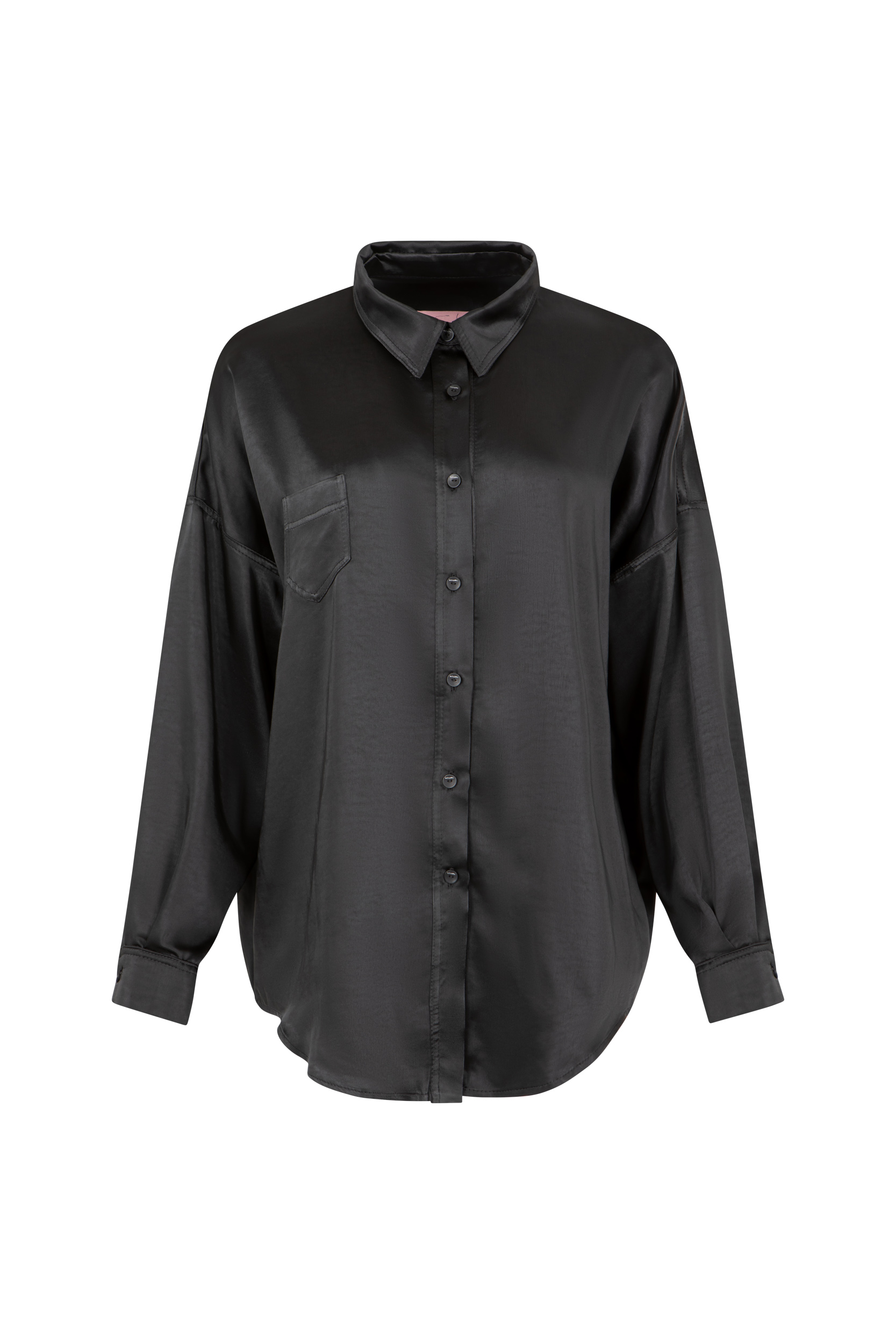 Czarna satynowa koszula damska