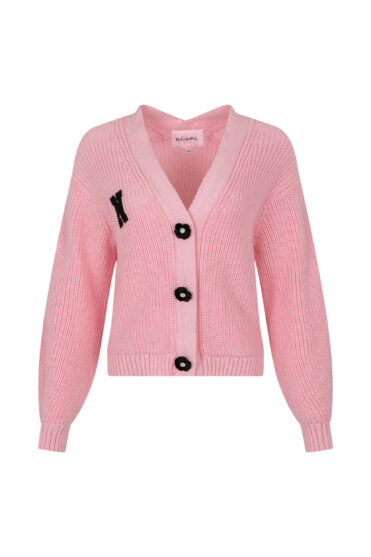 Różowy kardigan damski rozpinany na guziki