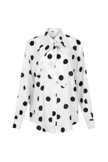 Damska koszula w grochy z kokardą