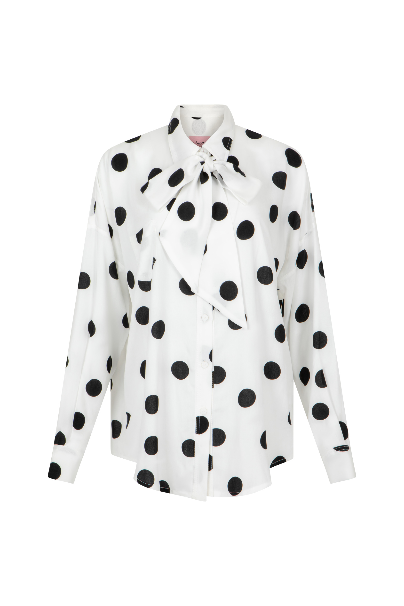 Damska koszula w grochy z kokardą