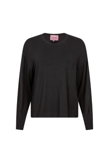 Czarna bluzka z modalu o luźnym kroju