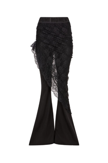 Spodnie dzwony z koronkową halko-chustą