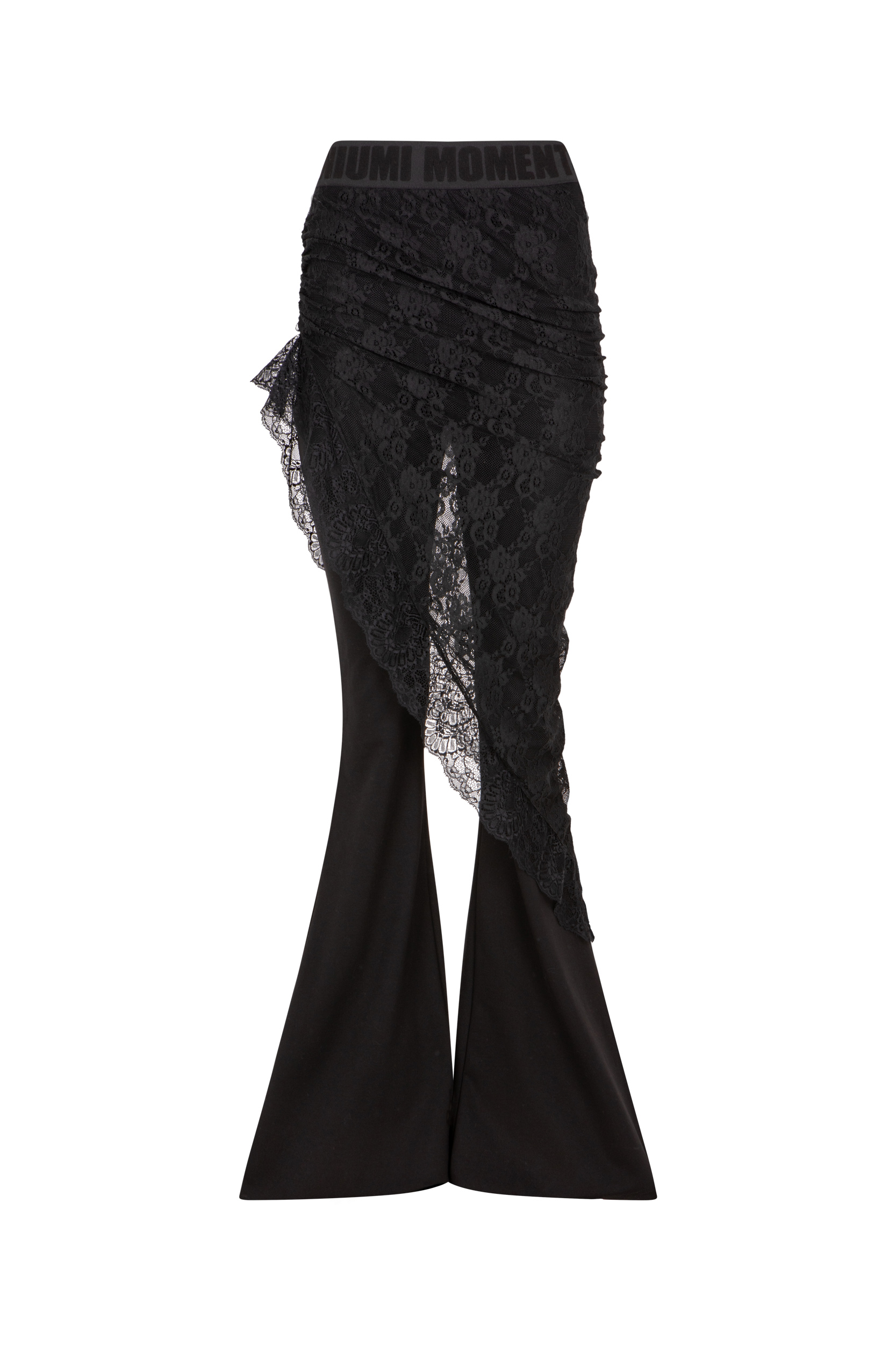 Spodnie dzwony z koronkową halko-chustą