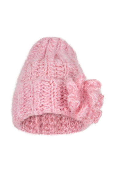 Różowa czapka damska handmade