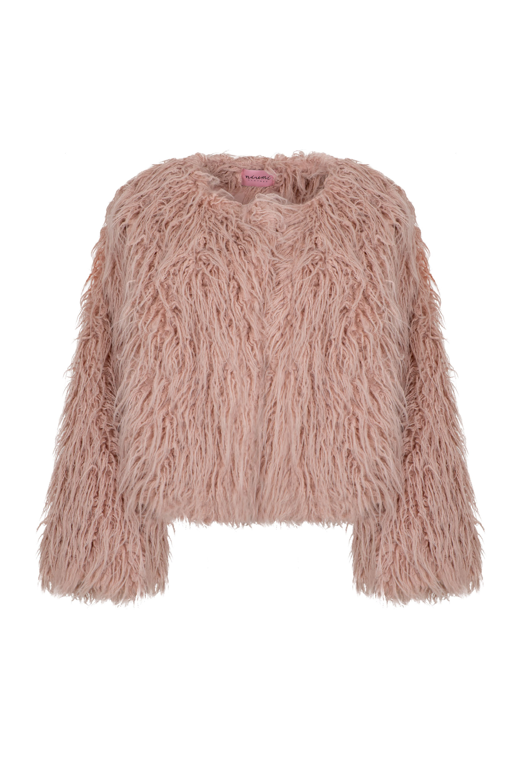 Futro na jesień w pudrowo-różowym odcieniu