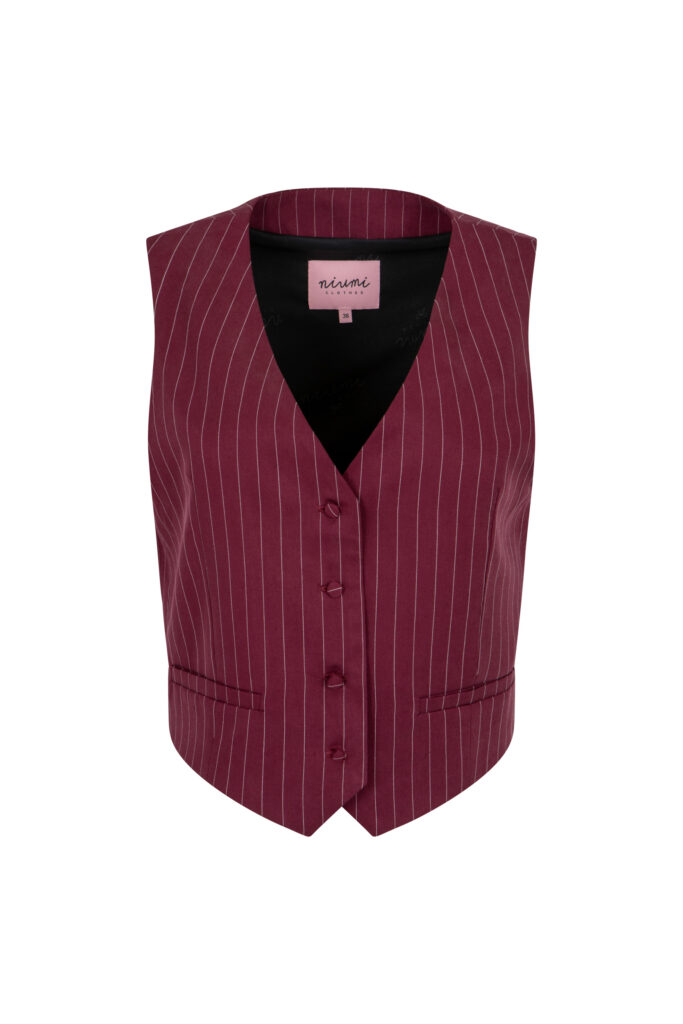 Bordowa kamizelka w paski