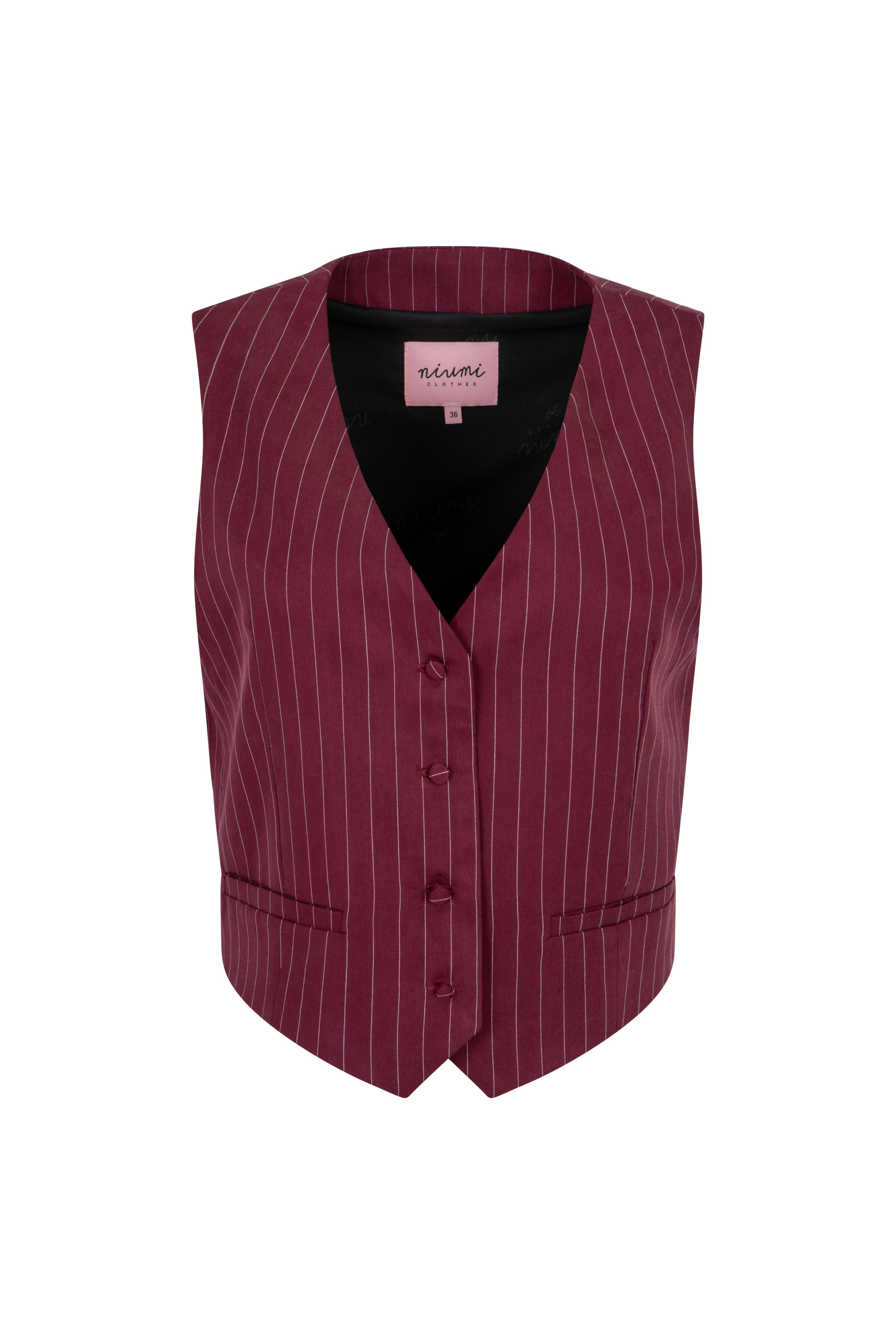 Bordowa kamizelka w paski