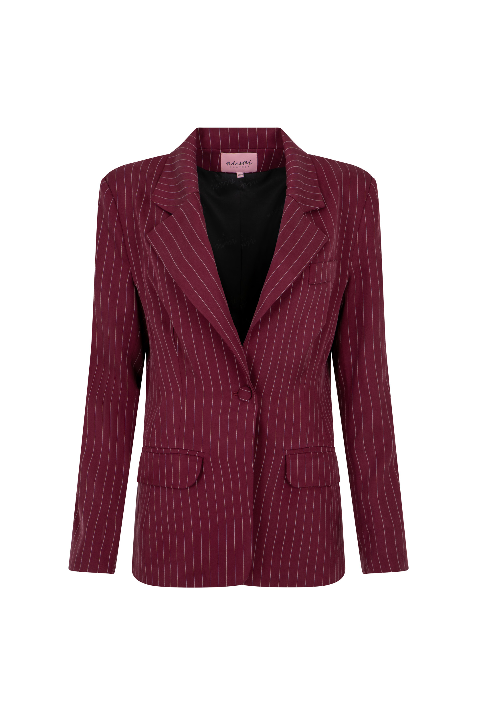 Bordowa marynarka w paski