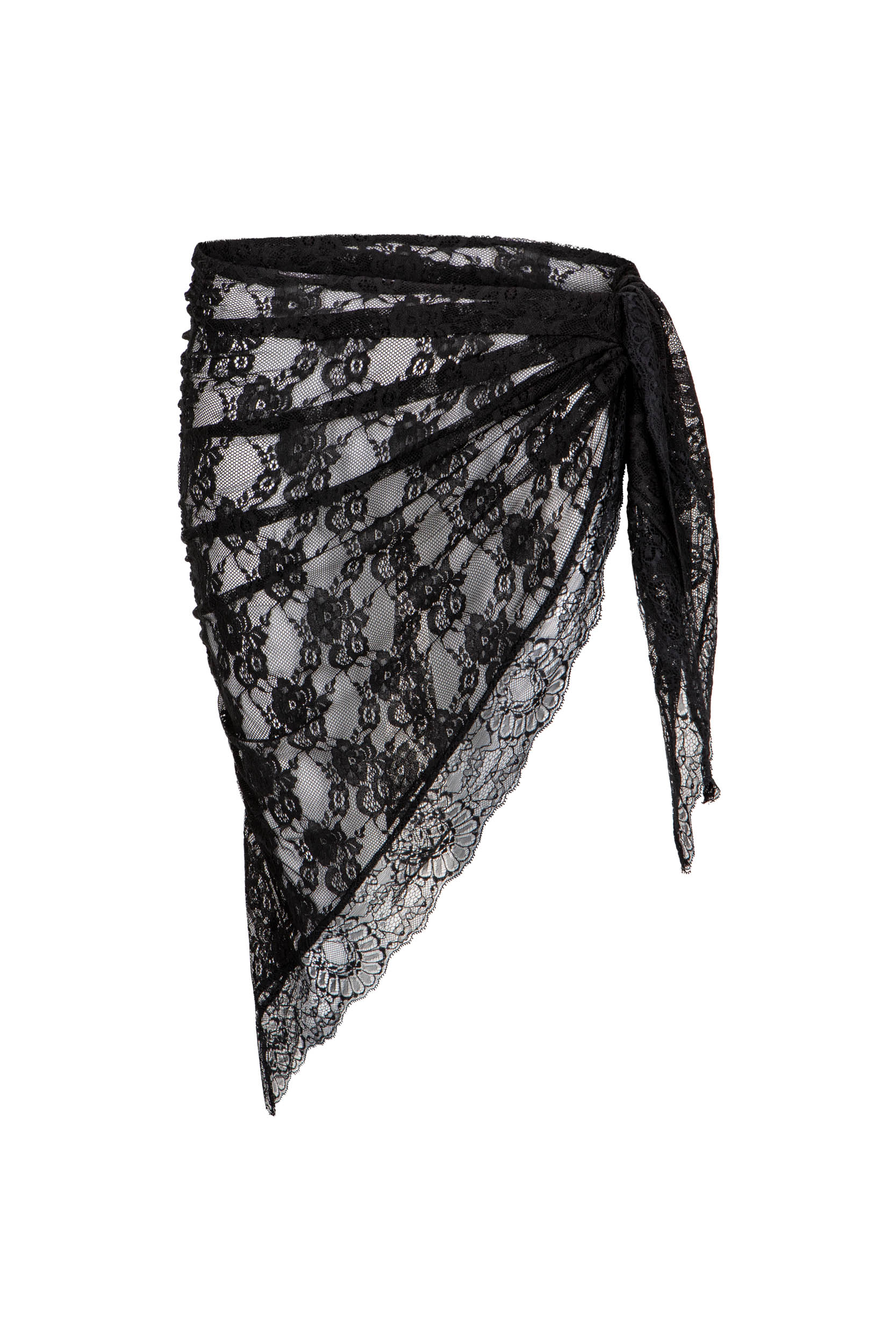 Czarna koronkowa chusta na biodra