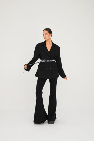 Pasek damski czarno-biały