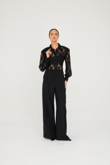 Czarne eleganckie spodnie damskie