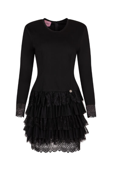 Czarna sukienka z falbanami