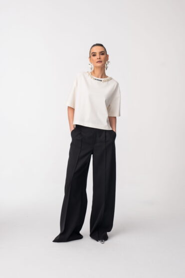 Czarne eleganckie spodnie damskie