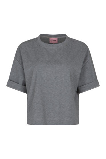 Krótki t-shirt oversize szary