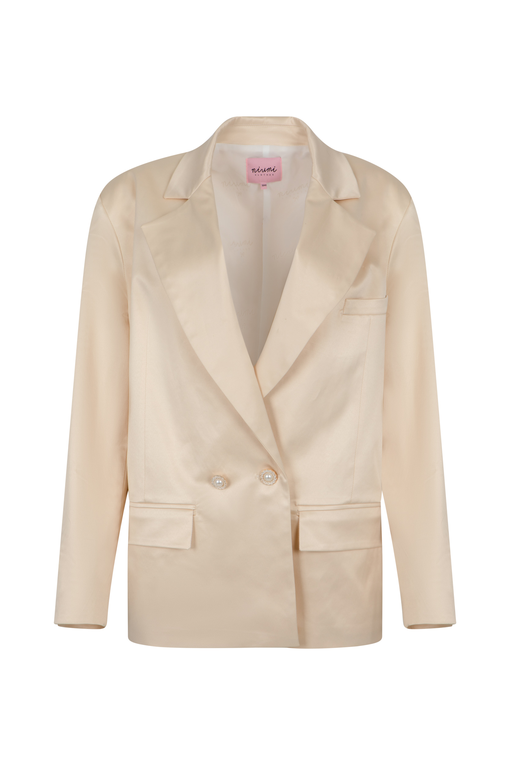 Satynowa marynarka damska ecru