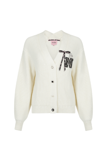 Kardigan damski rozpinany na guziki ecru