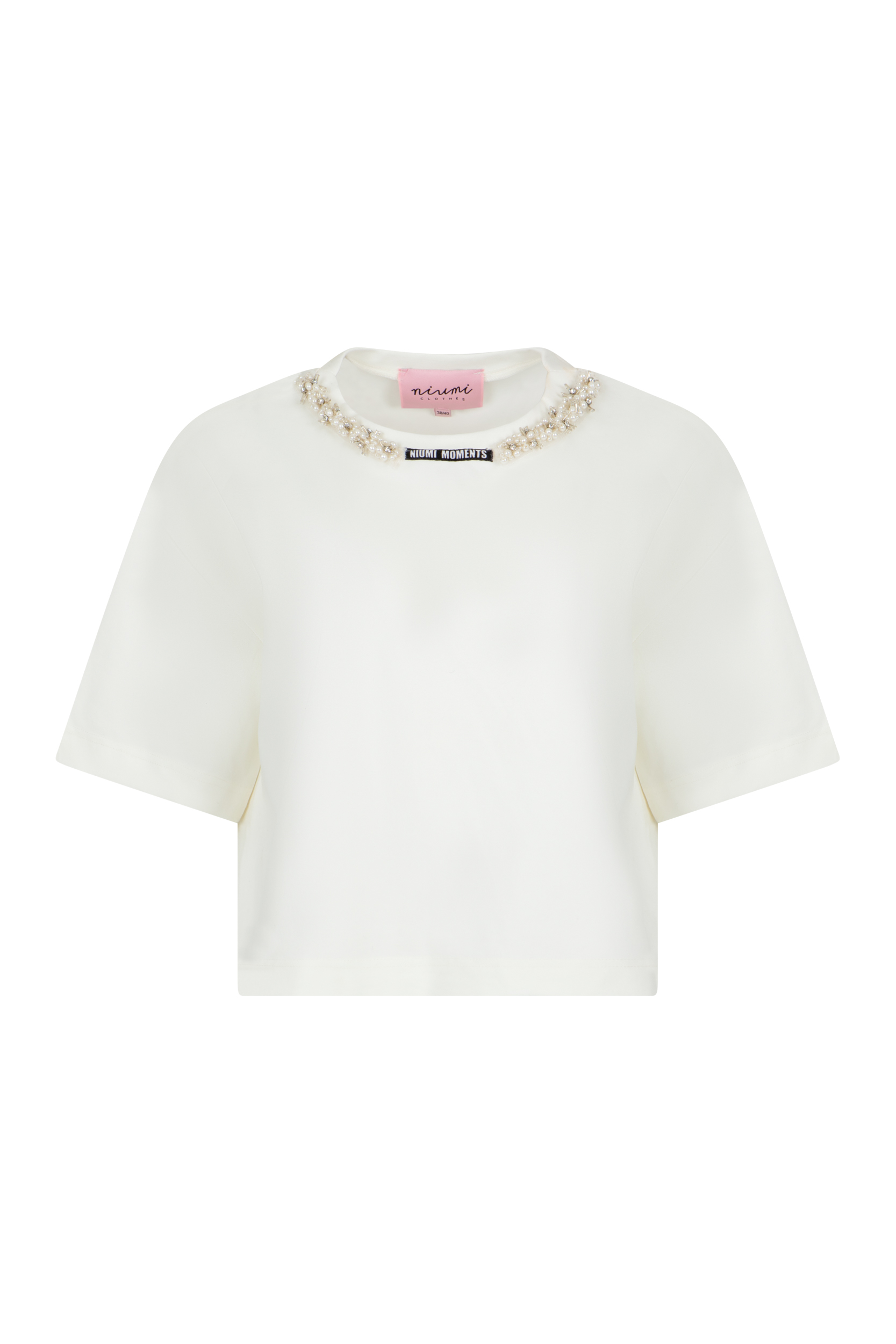 Krótki t-shirt damski ecru