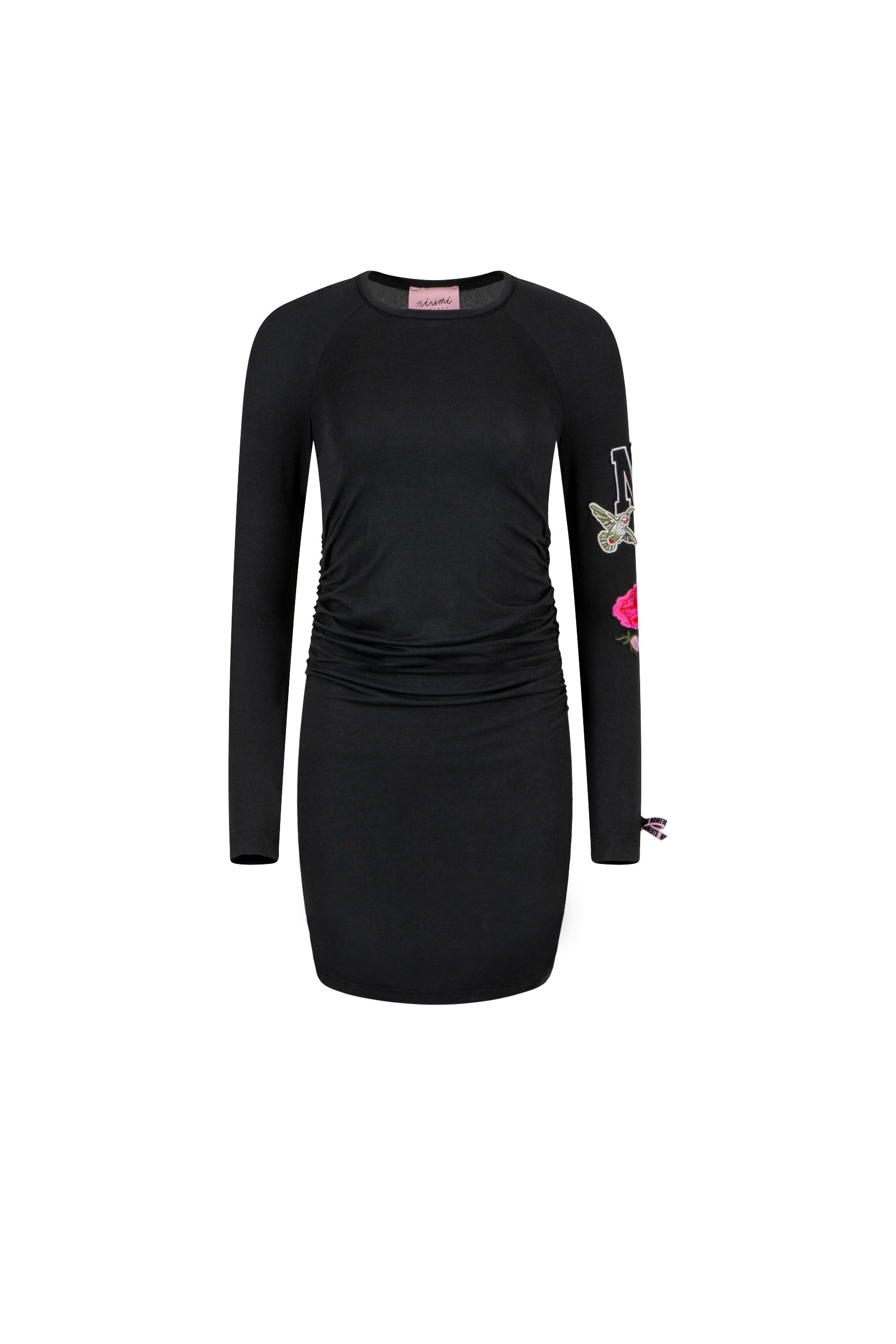 Czarna elastyczna sukienka z marszczeniem