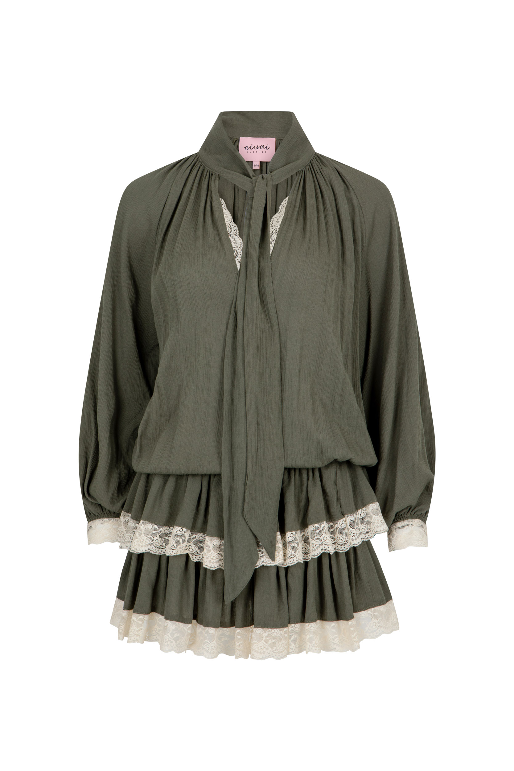 Sukienka z falbanami w kolorze khaki