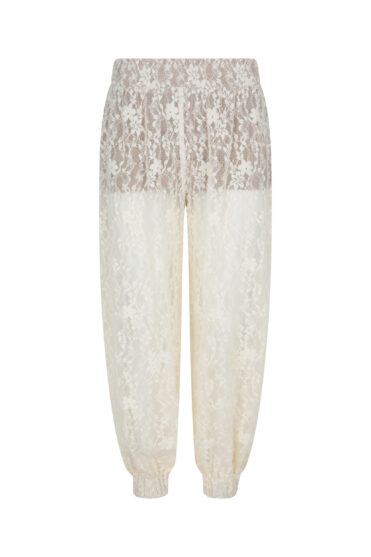 Koronkowe spodnie w kolorze kremowym