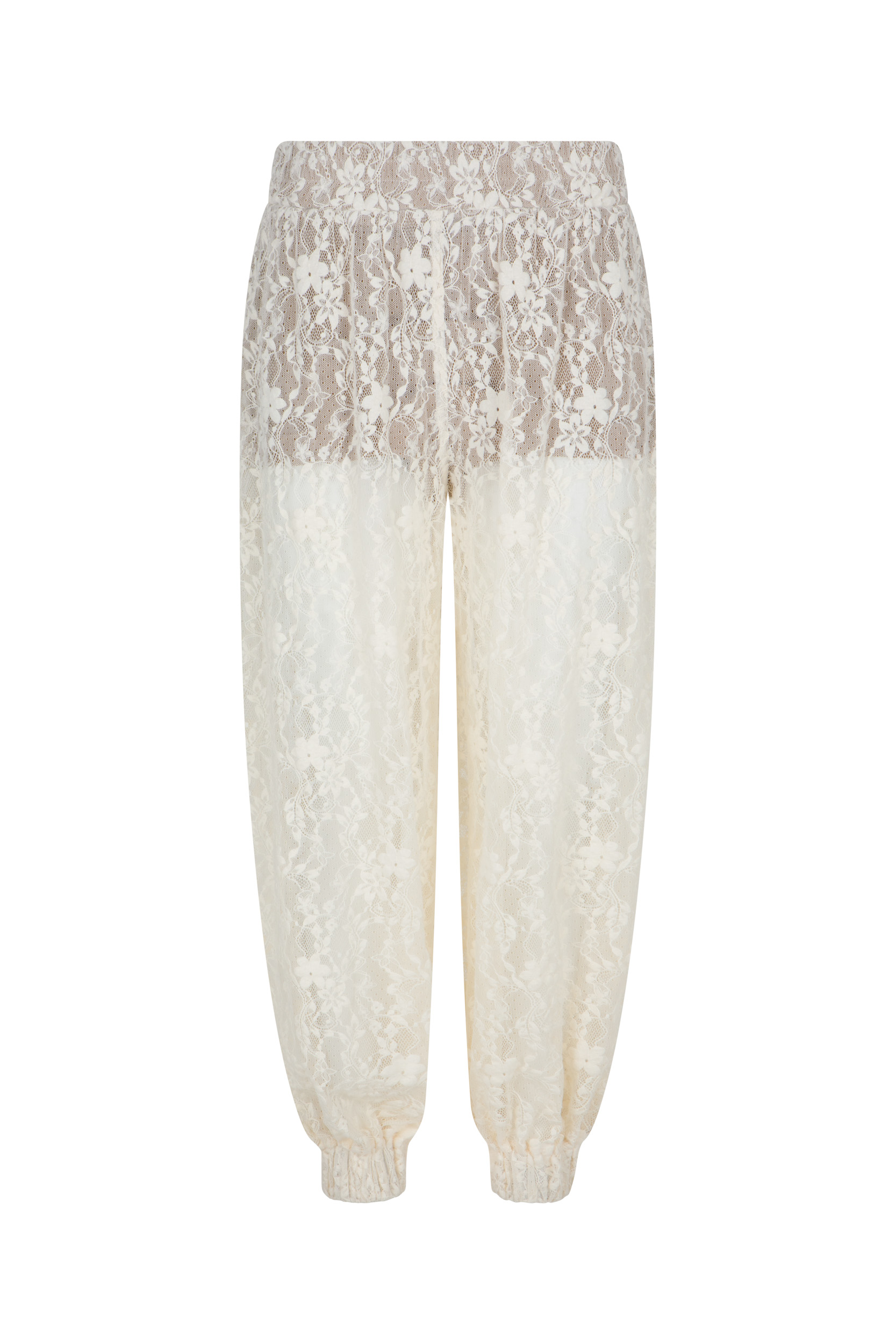 Koronkowe spodnie w kolorze kremowym