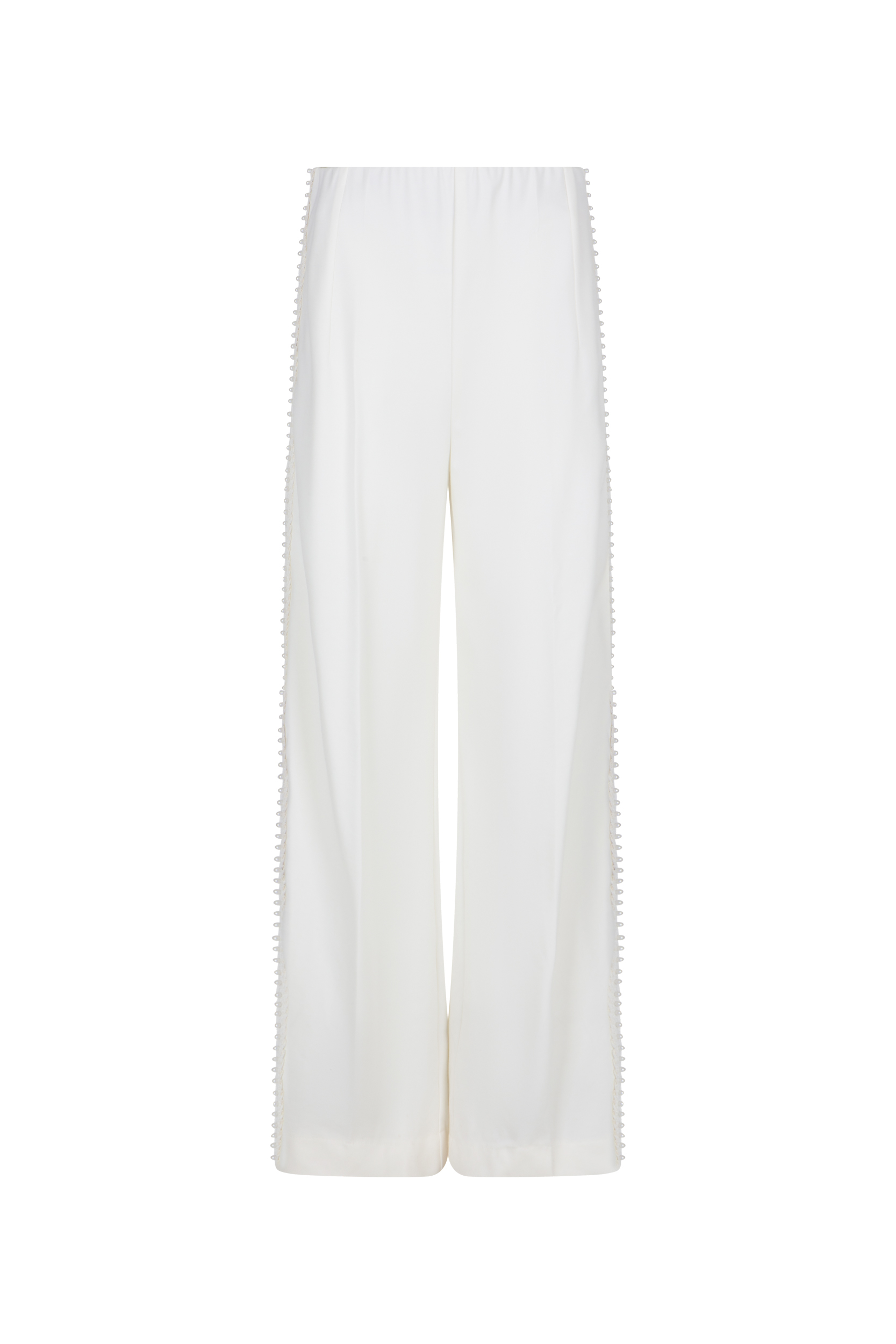 Kremowe spodnie damskie z lampasem