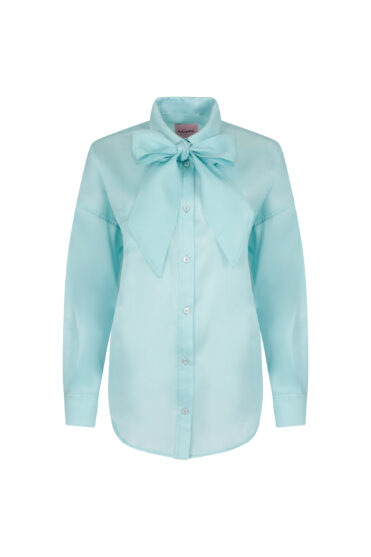 Jedwabna koszula na wiosnę z kokardą