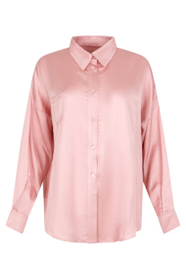 Satynowa koszula w różowym odcieniu