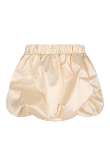Satynowa spódnica bombka na wiosnę z kremowej satyny