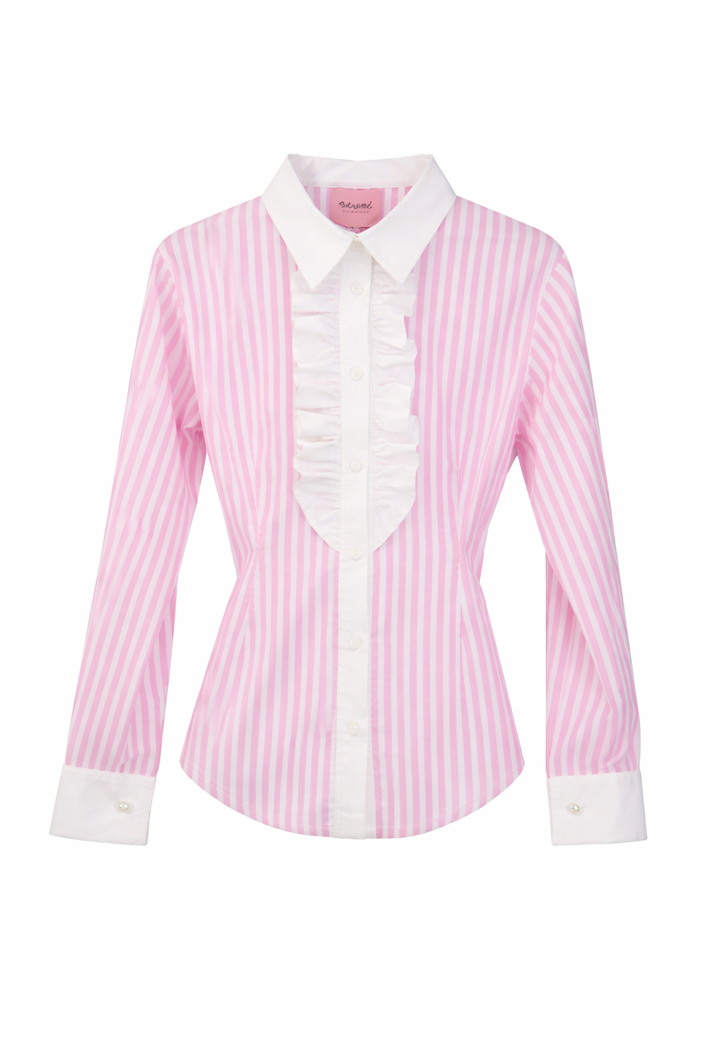 Taliowana koszula damska w paski z żabotem
