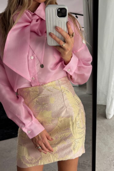 Jedwabna koszula damska różowa
