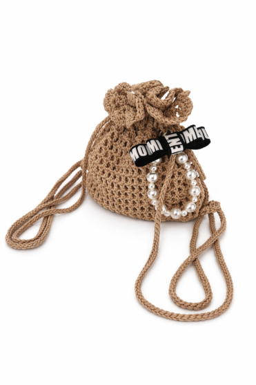 Plecak szydełkowy beżowy