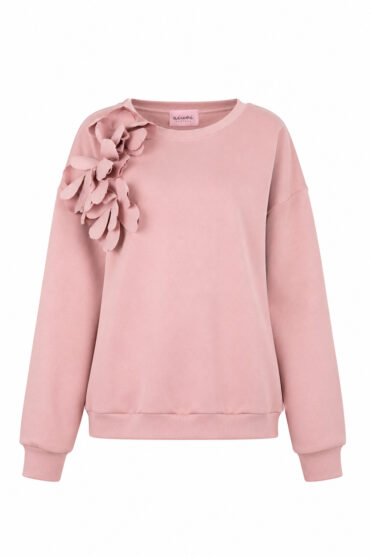 Bluza damska różowa z ozdobnym kwiatem