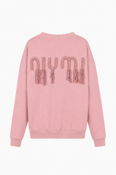 Różowa bluza damska z ręcznie szydełkowanym napisem