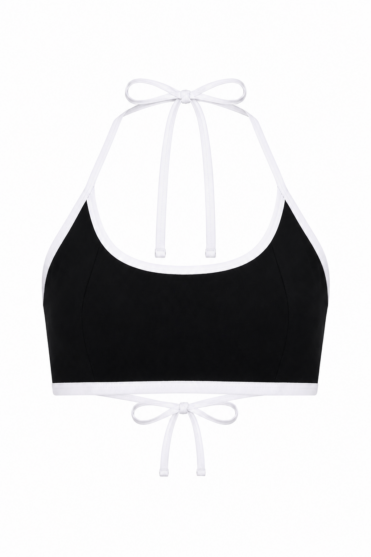 Top bikini na plażę czarno-biały