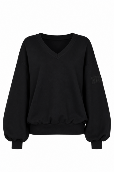 Czarna bluza oversize z dekoltem V