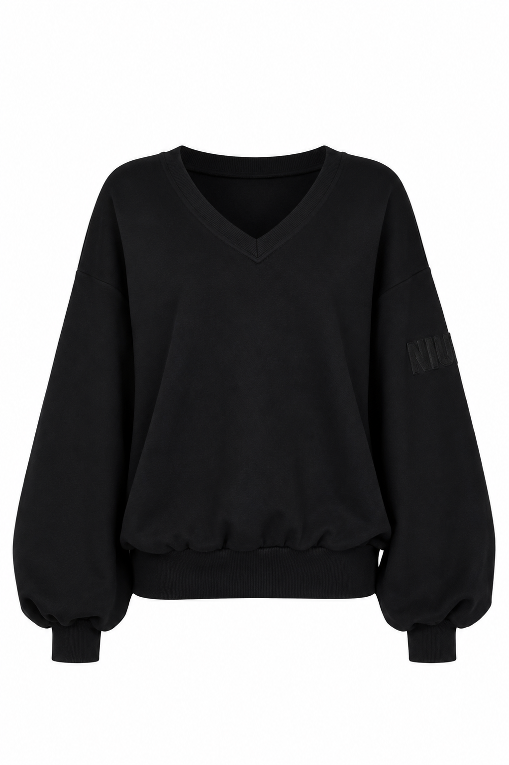 Czarna bluza oversize z dekoltem V