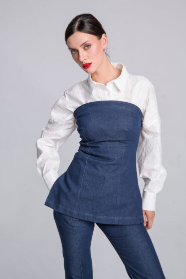 Jeansowy top typu gorset