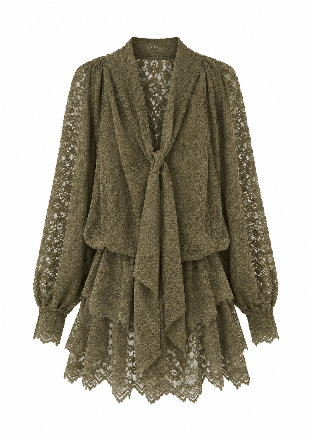 Sukienka koronkowa mini w kolorze khaki