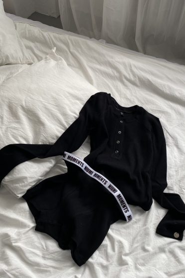 Czarna piżamka z długim rękawem Lisha