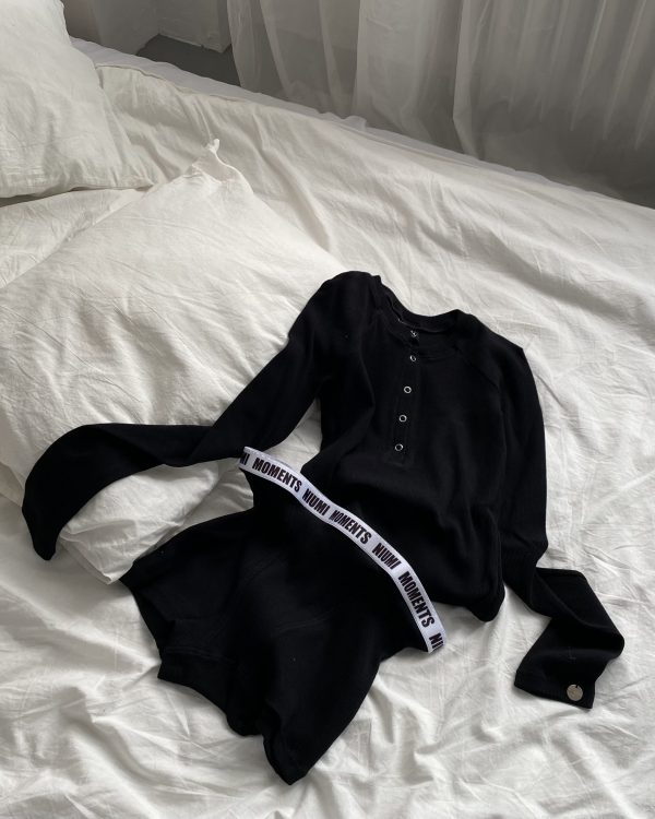 Czarna piżamka z długim rękawem Lisha