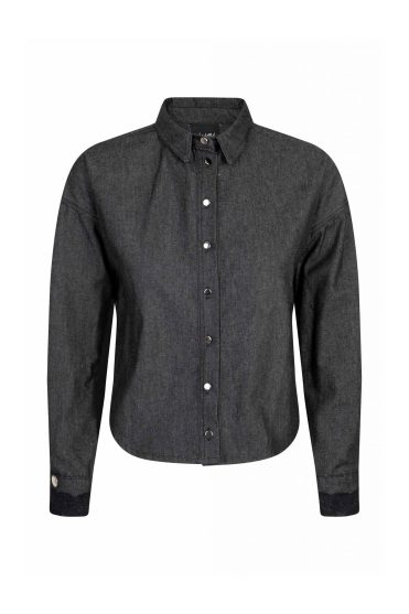 Jeansowa ciemna koszula z koronką